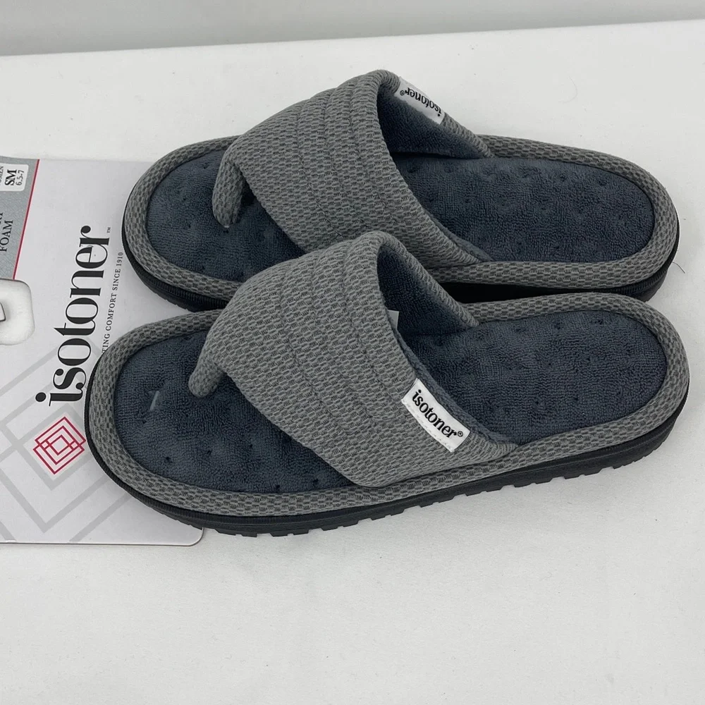 Isotoner Dark Gray Memory Foam Sandals WOMENS SIZE 6.5-7 NWT